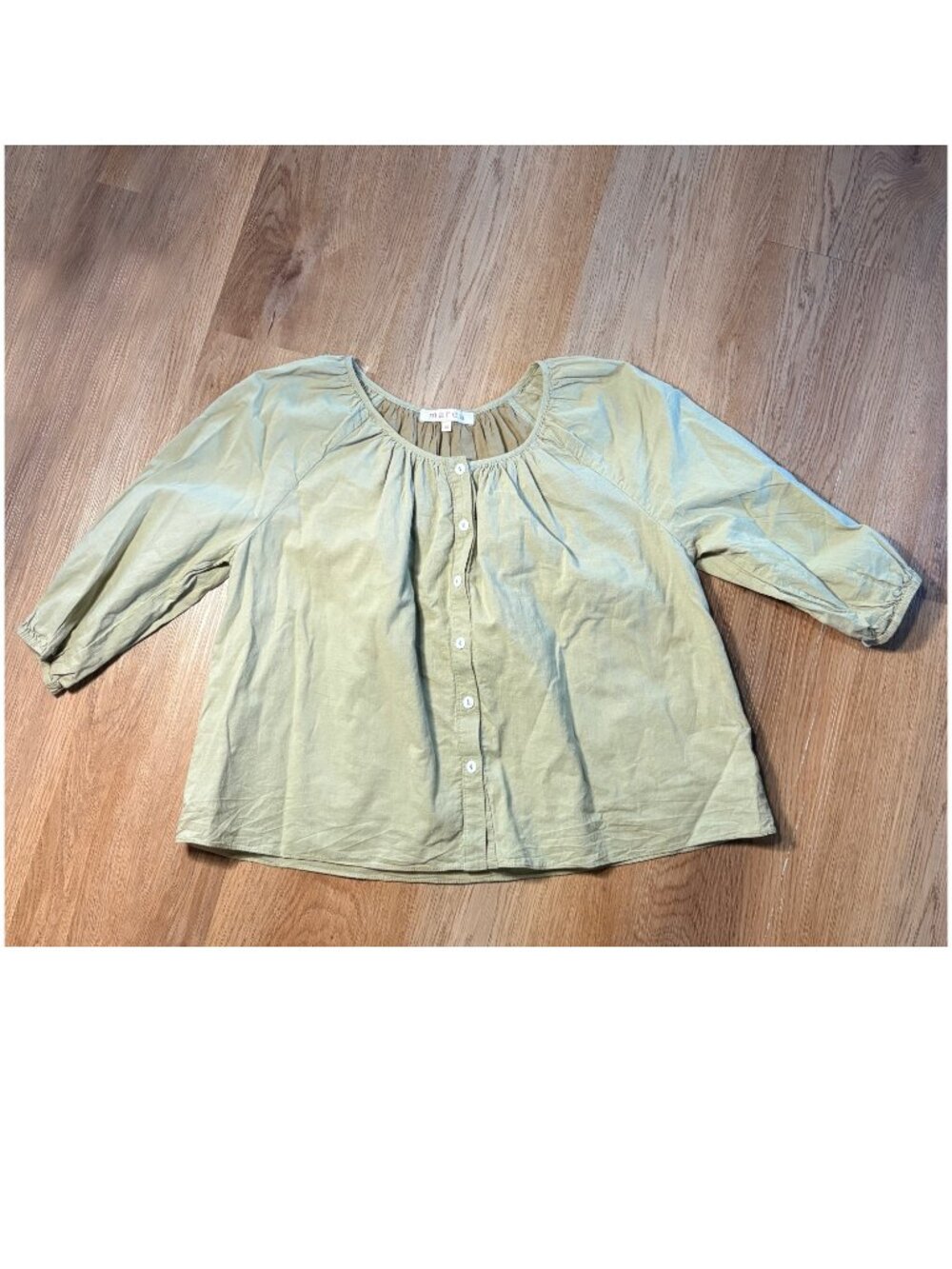 Marea Everly Gauze Top in succulent green size XS cotton blouse buttons - Picture 3 of 9